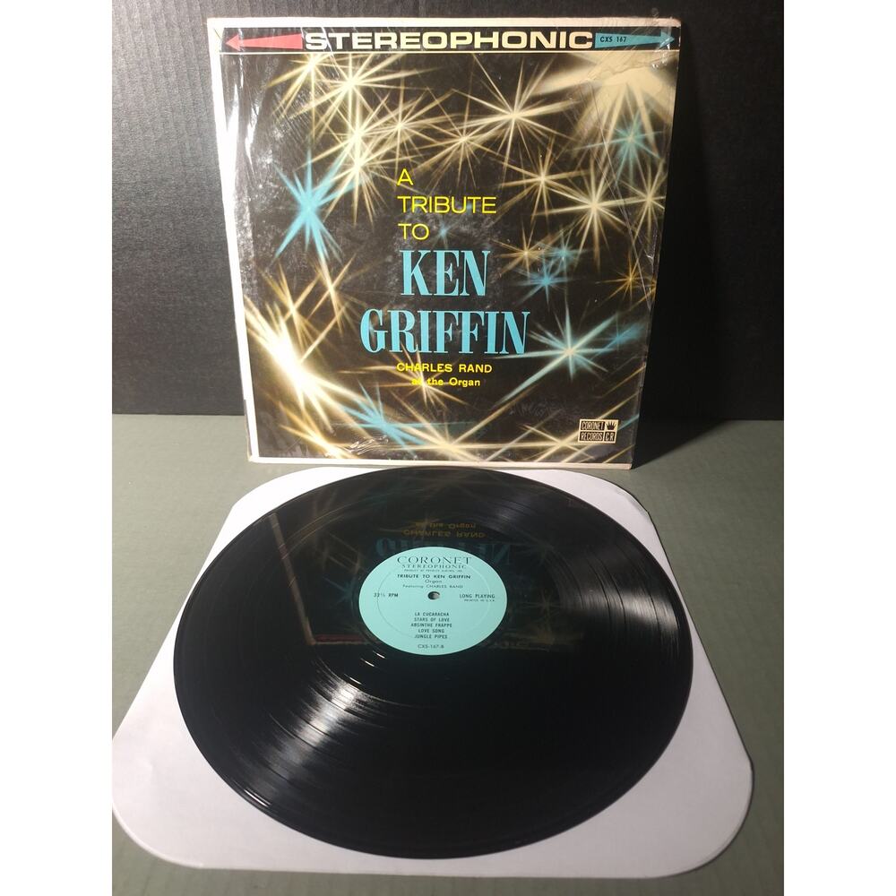 Vintage Tribute To Ken Griffin Vinyl LP Charles Rand Organ Coronet Stereo VG+